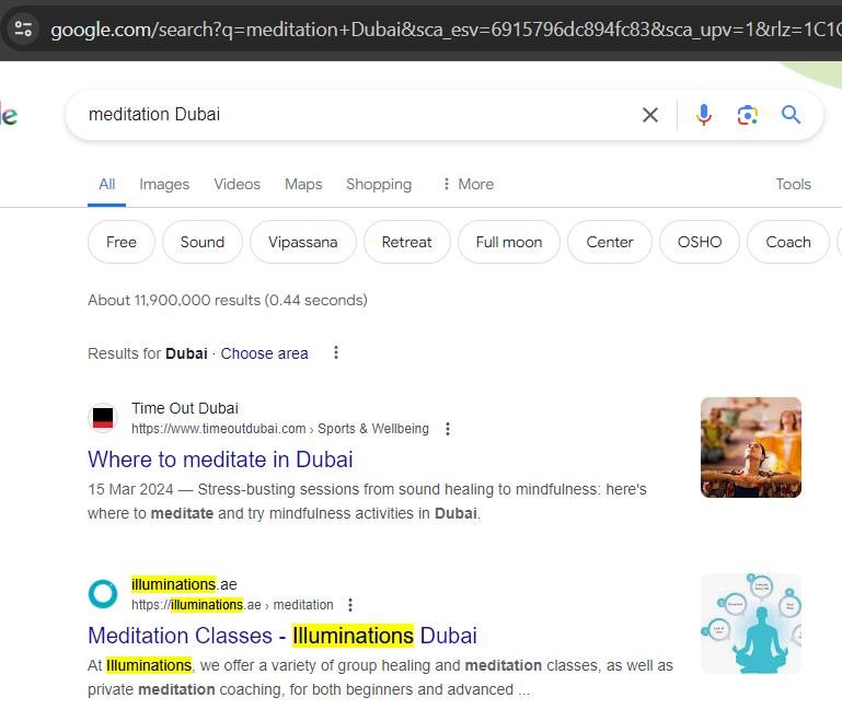 Illuminations Meditation classes Dubai SEO Case Study by Awrange Digita